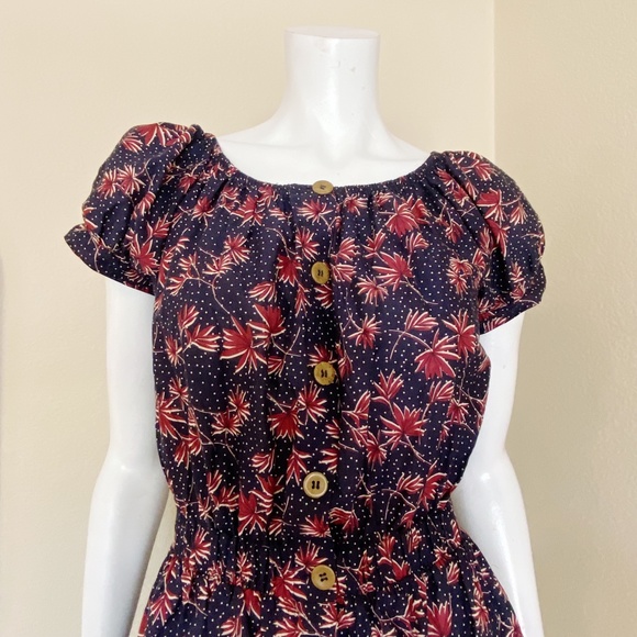 Eberjey | Womens Navy Blue/Burgundy Elsie Button Down Mini Dress | Size: S - Picture 2 of 9